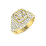 Luxury Diamond Pave Signet Ring in 10K/14K gold and platinum with certified lab-grown or natural diamonds
