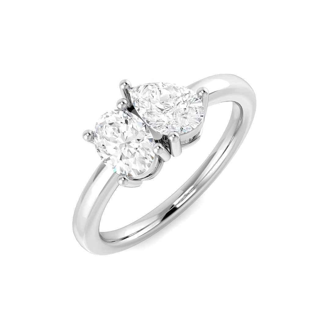 Oval & Pear Lab-Grown Diamond Engagement Ring in 10K/14K gold and platinum with certified lab-grown or natural diamonds