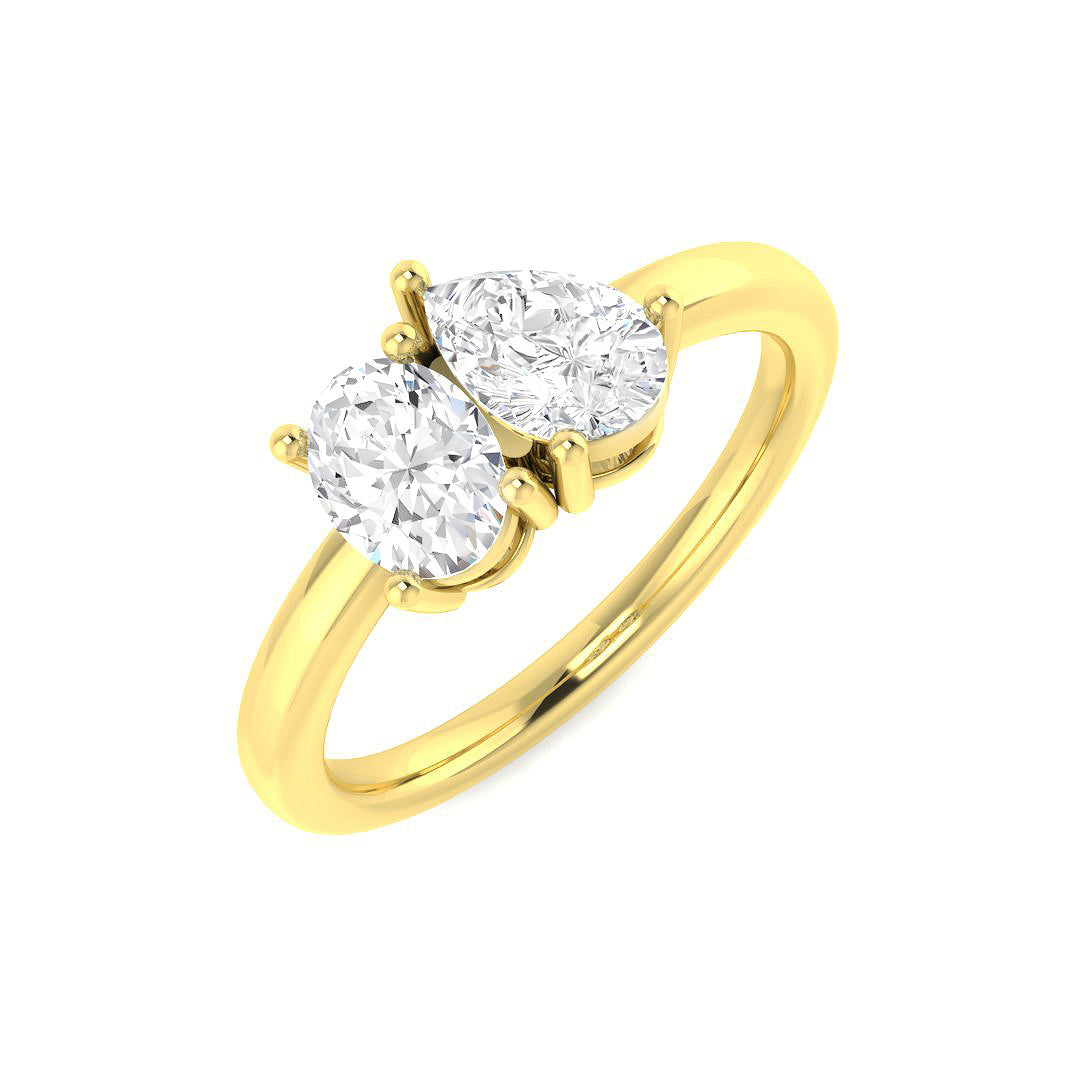 Oval & Pear Lab-Grown Diamond Engagement Ring in 10K/14K gold and platinum with certified lab-grown or natural diamonds