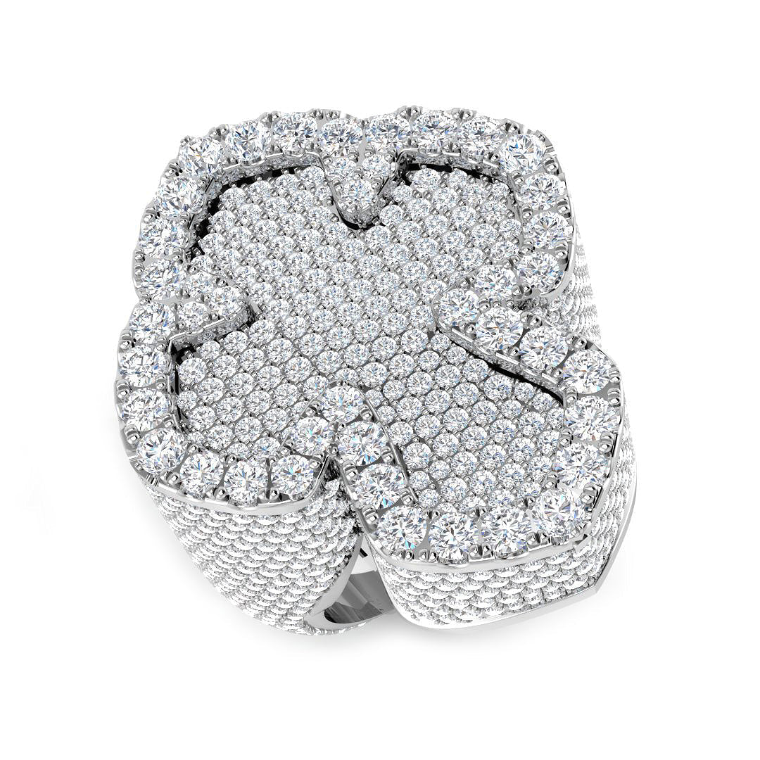Luxury Diamond Cross Statement Ring in 10K/14K gold and platinum with certified lab-grown or natural diamonds