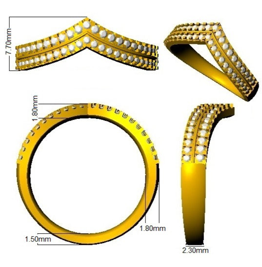 Double Row Diamond Wishbone Ring in 10K/14K gold and platinum with certified lab-grown or natural diamonds