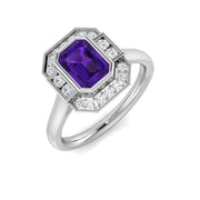 Emerald Cut Bezel Set Solitaire Ring in 10K/14K gold and platinum with certified lab-grown or natural diamonds