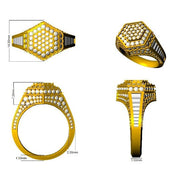Men’s Diamond Pave Ring with Hexagonal Design in 10K/14K gold and platinum with certified lab-grown or natural diamonds