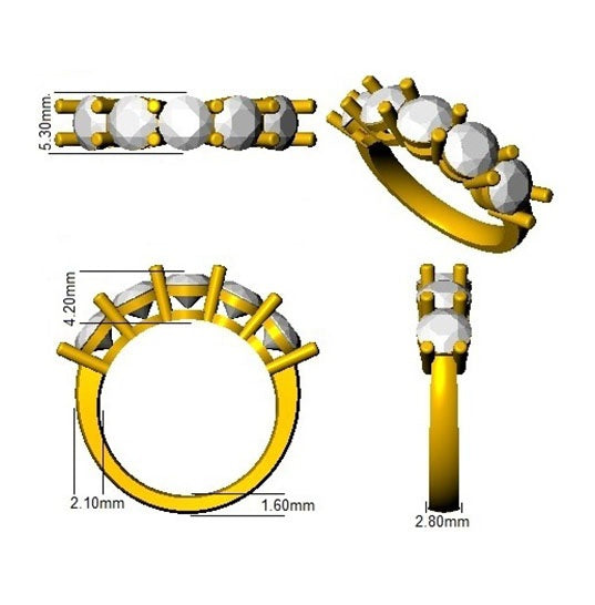 Five-Stone Diamond Eternity Ring in 10K/14K gold and platinum with certified lab-grown or natural diamonds
