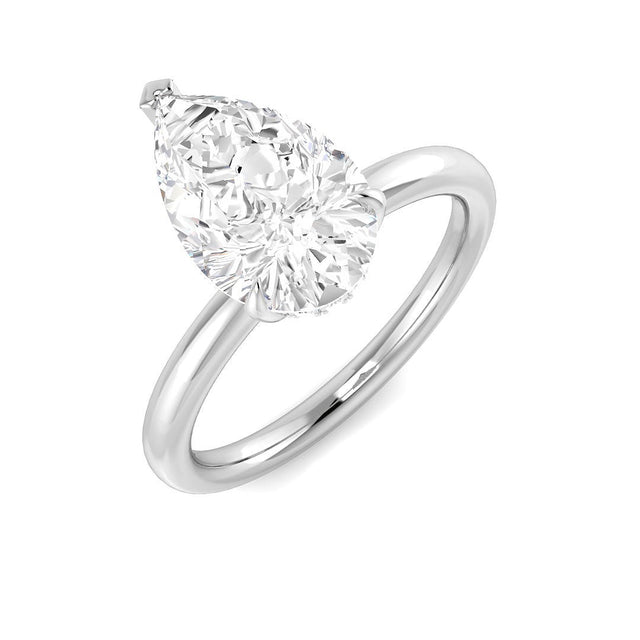 Pear Cut Natural & Lab Grown Diamond Solitaire Ring | 10K & 14K Gold, Platinum