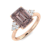 Emerald Cut Pink Amethyst Ring in 10K/14K gold and platinum with certified lab-grown or natural diamonds