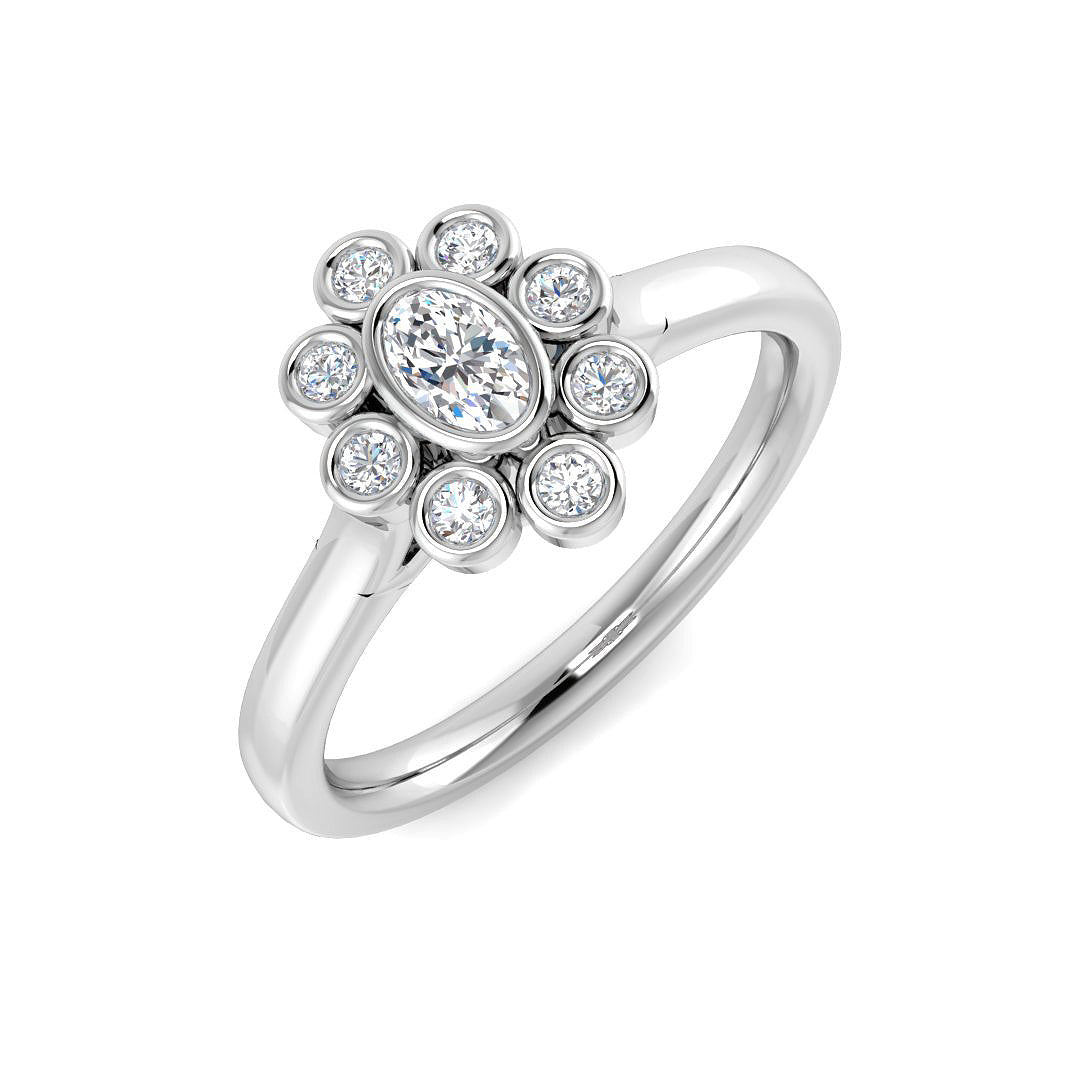 Elegant Floral Diamond Ring in 10K/14K gold and platinum with certified lab-grown or natural diamonds