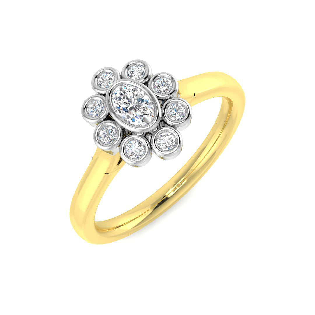 Elegant Floral Diamond Ring in 10K/14K gold and platinum with certified lab-grown or natural diamonds