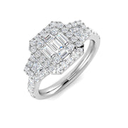 Lab-Grown Baguette & Round Cut Diamond Engagement Ring in 10K/14K gold and platinum with certified lab-grown or natural diamonds