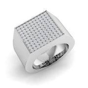 Luxury Square Pave Diamond Signet Ring in 10K/14K gold and platinum with certified lab-grown or natural diamonds