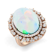 Diamond Framsingham Opal Ring in 10K/14K gold and platinum with certified lab-grown or natural diamonds