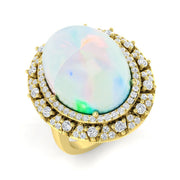 Diamond Framsingham Opal Ring in 10K/14K gold and platinum with certified lab-grown or natural diamonds