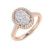 Round Cluster Halo Diamond Ring 0.5ct in 10K/14K gold and platinum with certified lab-grown or natural diamonds