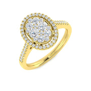 Round Cluster Halo Diamond Ring 0.5ct in 10K/14K gold and platinum with certified lab-grown or natural diamonds