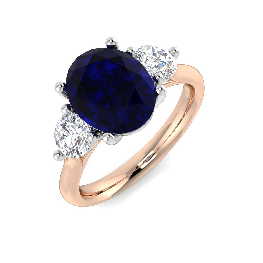 Diamond Brighton Blue Sapphire Ring in 10K/14K gold and platinum with certified lab-grown or natural diamonds