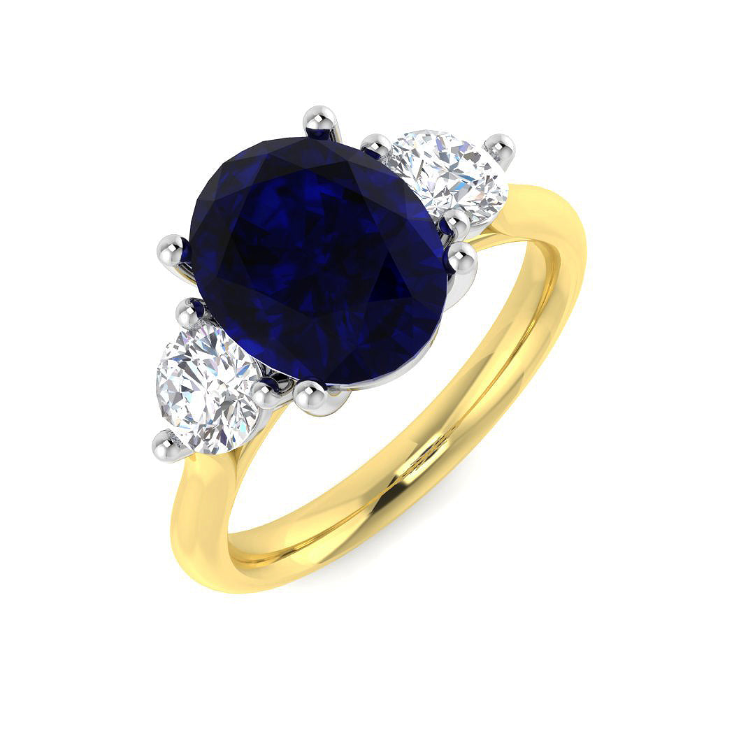 Diamond Brighton Blue Sapphire Ring in 10K/14K gold and platinum with certified lab-grown or natural diamonds