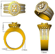 Luxury Round & Baguette Diamond Cluster Ring in 10K/14K gold and platinum with certified lab-grown or natural diamonds