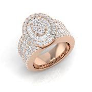 Luxury Round & Baguette Diamond Cluster Ring in 10K/14K gold and platinum with certified lab-grown or natural diamonds