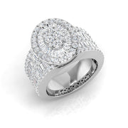 Luxury Round & Baguette Diamond Cluster Ring in 10K/14K gold and platinum with certified lab-grown or natural diamonds