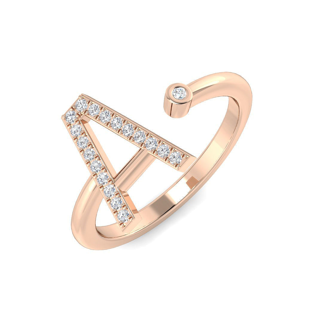 Lab & Natural Diamond Initial Ring in 10K/14K gold and platinum with certified lab-grown or natural diamonds