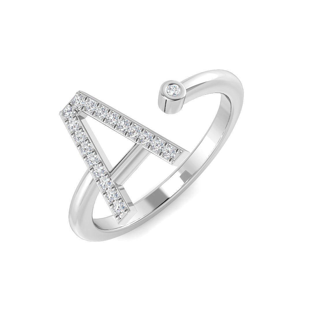 Lab & Natural Diamond Initial Ring in 10K/14K gold and platinum with certified lab-grown or natural diamonds
