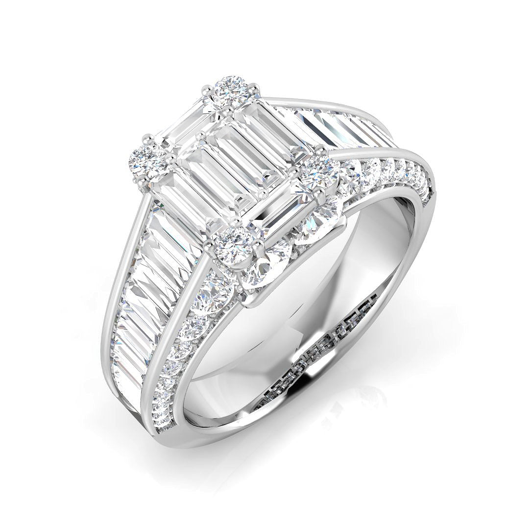 Diamond khrewkbury Baguette & Brilliant Ring in 10K/14K gold and platinum with certified lab-grown or natural diamonds