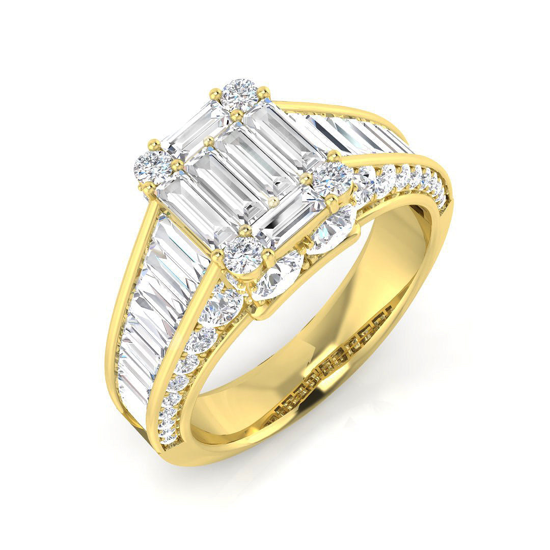 Diamond khrewkbury Baguette & Brilliant Ring in 10K/14K gold and platinum with certified lab-grown or natural diamonds