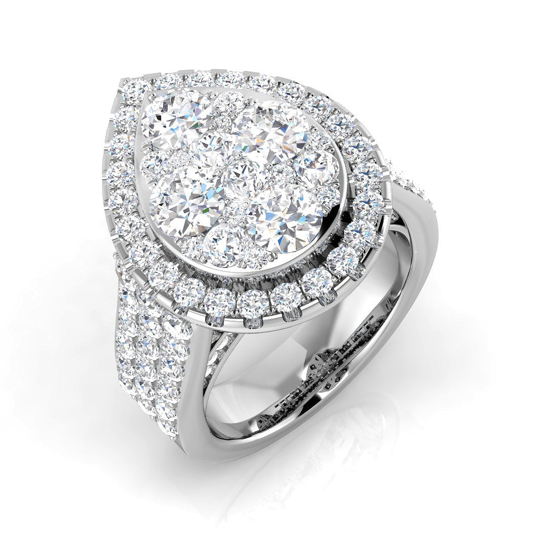 Luxury Cluster Halo Diamond Engagement Ring 3ct in 10K/14K gold and platinum with certified lab-grown or natural diamonds