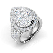Luxury Cluster Halo Diamond Engagement Ring 3ct in 10K/14K gold and platinum with certified lab-grown or natural diamonds