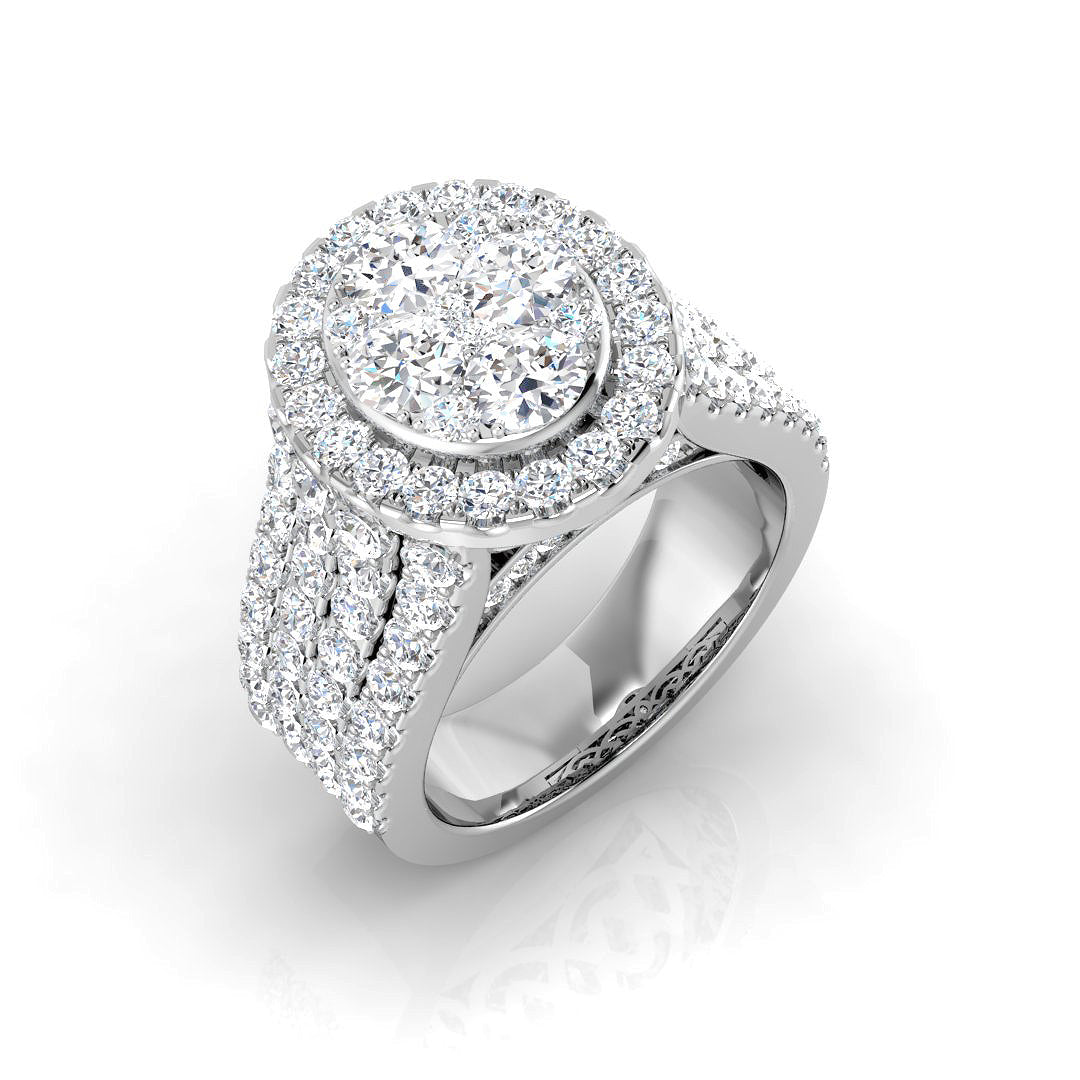 3.5ct Diamond Cluster Ring UK in 10K/14K gold and platinum with certified lab-grown or natural diamonds