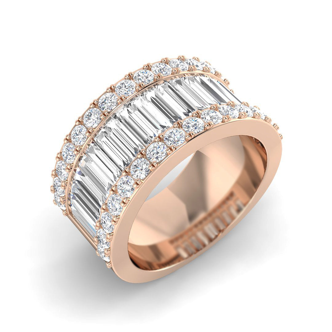 2.50Ct Lab and Natural Diamond Baguette & Brilliant Ring in 10K/14K gold and platinum with certified lab-grown or natural diamonds