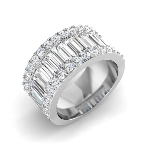 2.50Ct Lab and Natural Diamond Baguette & Brilliant Ring in 10K/14K gold and platinum with certified lab-grown or natural diamonds