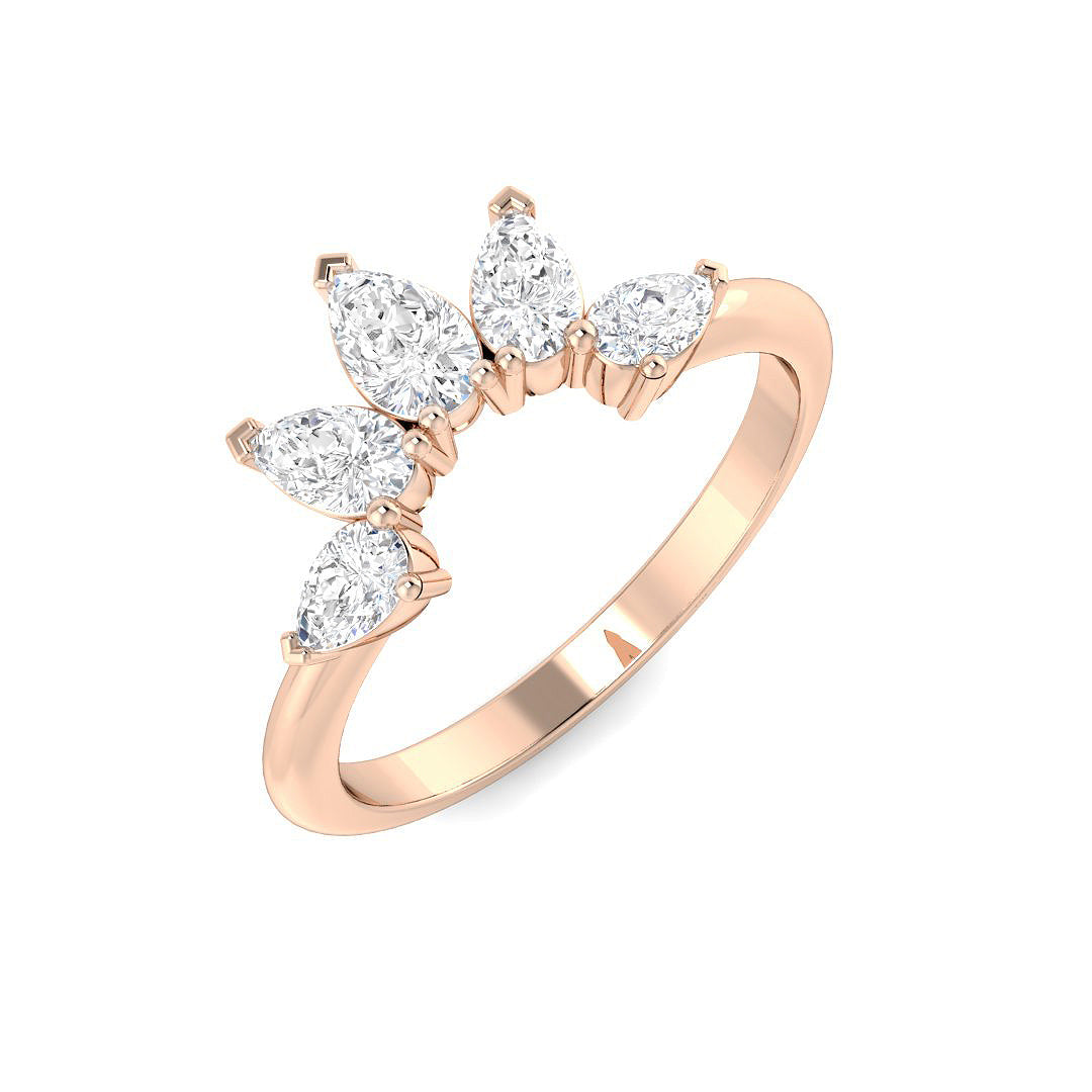 Sparkling Pear Diamond Wishbone Ring in 10K/14K gold and platinum with certified lab-grown or natural diamonds