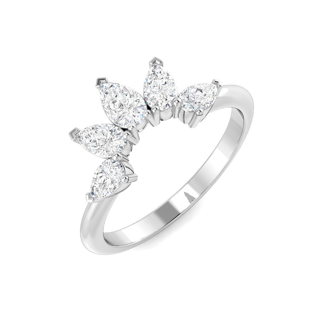 Sparkling Pear Diamond Wishbone Ring in 10K/14K gold and platinum with certified lab-grown or natural diamonds