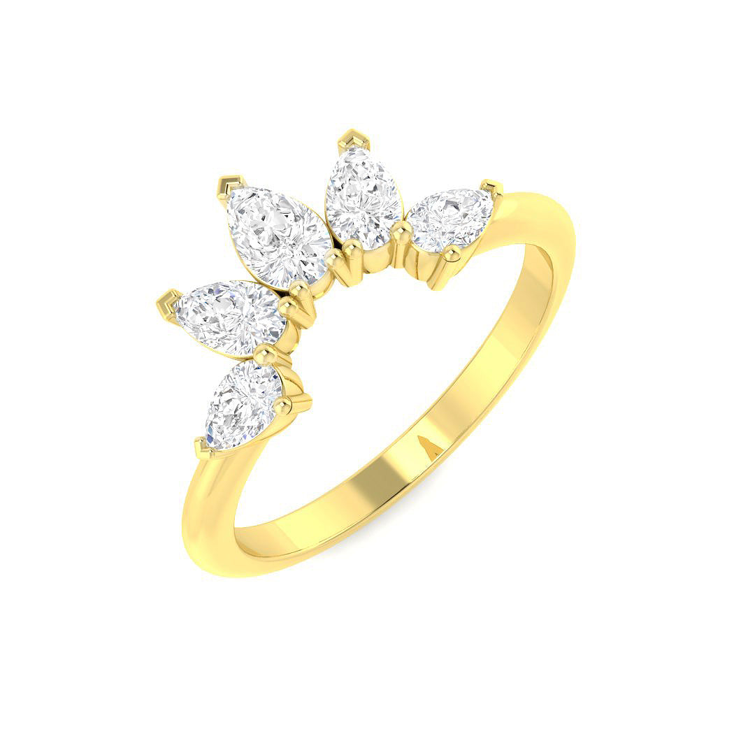 Sparkling Pear Diamond Wishbone Ring in 10K/14K gold and platinum with certified lab-grown or natural diamonds