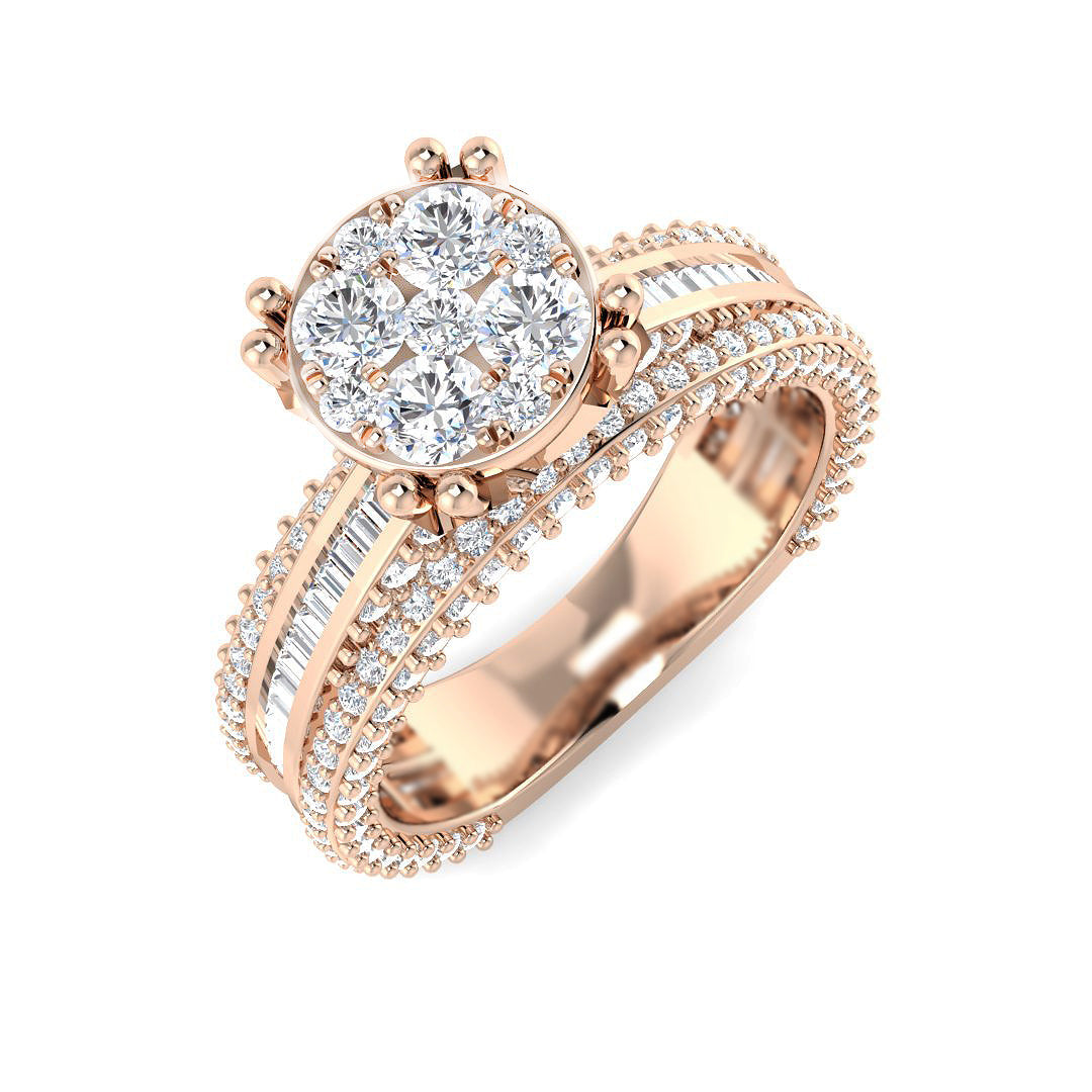 2.25ct Round Cluster Diamond Ring in 10K/14K gold and platinum with certified lab-grown or natural diamonds