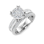 2.25ct Round Cluster Diamond Ring in 10K/14K gold and platinum with certified lab-grown or natural diamonds