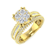 2.25ct Round Cluster Diamond Ring in 10K/14K gold and platinum with certified lab-grown or natural diamonds