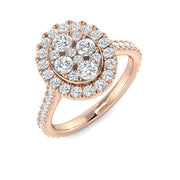 Lab-Grown Round Cut Diamond Cluster Ring in 10K/14K gold and platinum with certified lab-grown or natural diamonds
