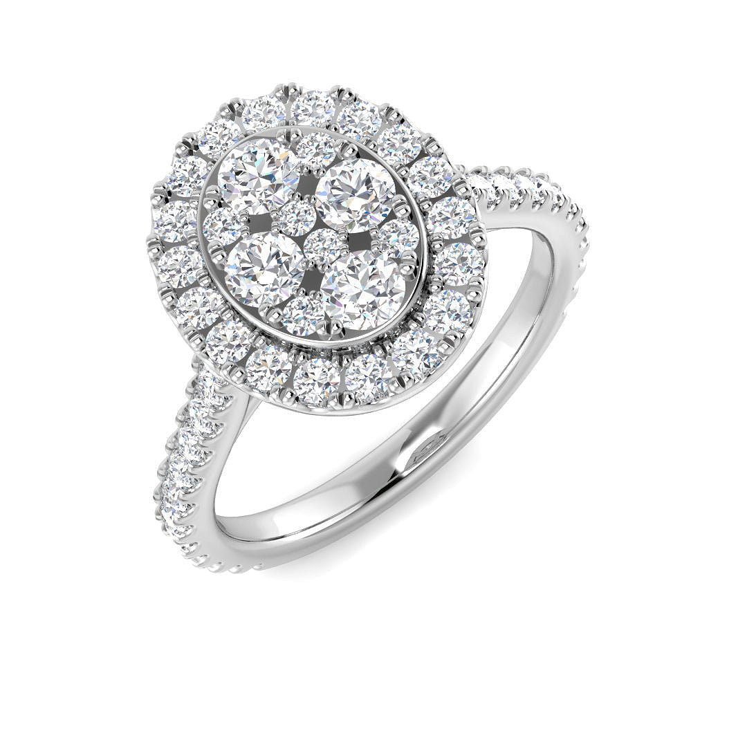 Lab-Grown Round Cut Diamond Cluster Ring in 10K/14K gold and platinum with certified lab-grown or natural diamonds