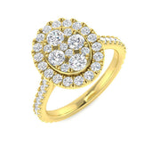 Lab-Grown Round Cut Diamond Cluster Ring in 10K/14K gold and platinum with certified lab-grown or natural diamonds