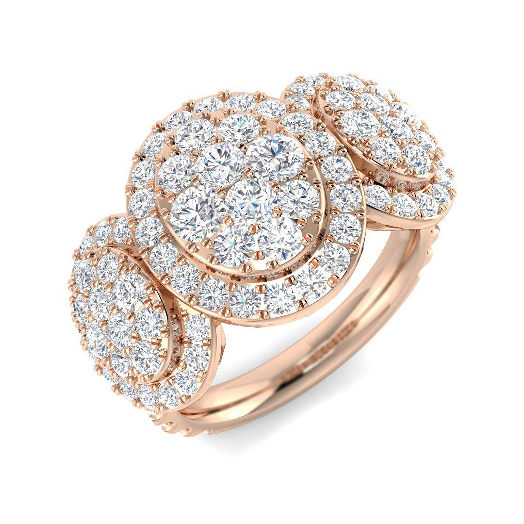2ct Round Cluster Diamond Ring in 10K/14K gold and platinum with certified lab-grown or natural diamonds