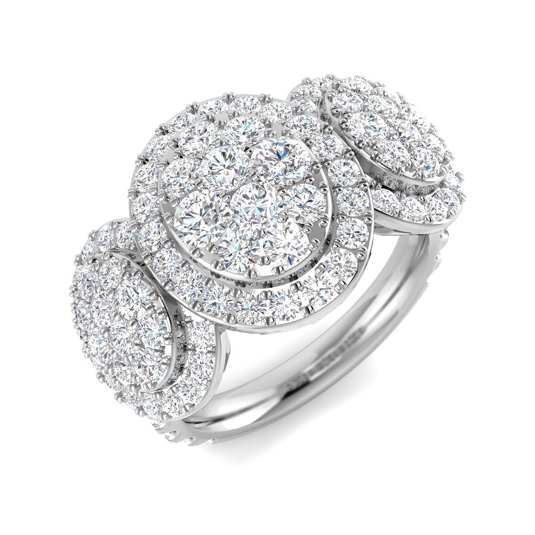 2ct Round Cluster Diamond Ring in 10K/14K gold and platinum with certified lab-grown or natural diamonds