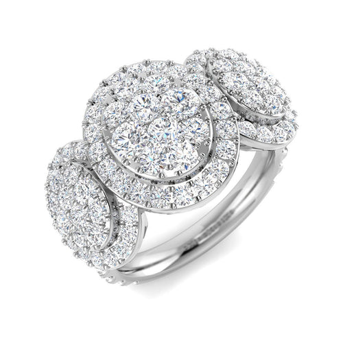 2ct Round Cluster Diamond Ring in 10K/14K gold and platinum with certified lab-grown or natural diamonds