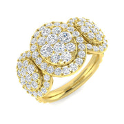 2ct Round Cluster Diamond Ring in 10K/14K gold and platinum with certified lab-grown or natural diamonds