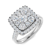 Diamond Square Cluster Ring in 10K/14K gold and platinum with certified lab-grown or natural diamonds