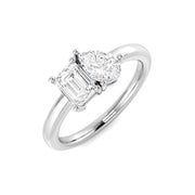 Pear & Emerald Diamond 2-Stone Ring in 10K/14K gold and platinum with certified lab-grown or natural diamonds