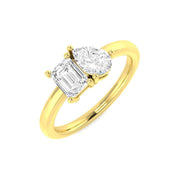 Pear & Emerald Diamond 2-Stone Ring in 10K/14K gold and platinum with certified lab-grown or natural diamonds