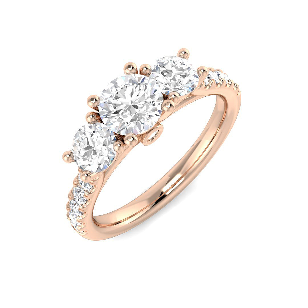 Three-Stone Diamond Engagement Ring in 10K/14K gold and platinum with certified lab-grown or natural diamonds