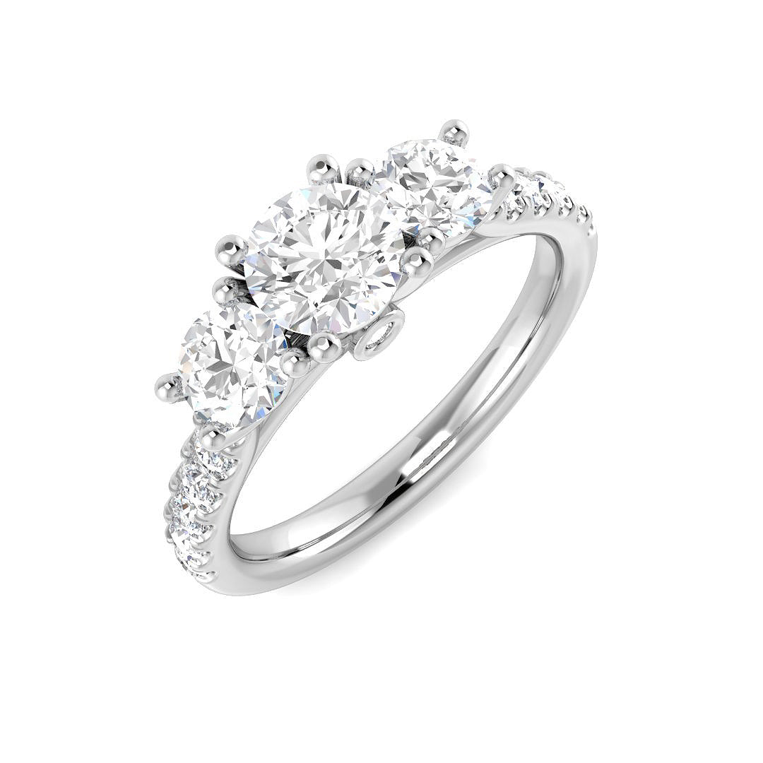 Three-Stone Diamond Engagement Ring in 10K/14K gold and platinum with certified lab-grown or natural diamonds